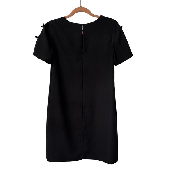 NWT ANN TAYLOR | BLACK SHIFT DRESS BOW DETAIL SHORT SLEEVE | SIZE 2 - Picture 2 of 4